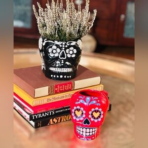 Day Of The Dead  Vibrant Skull Planters/Gothic/ Sugar Skull/Witchy Decor Set/2
